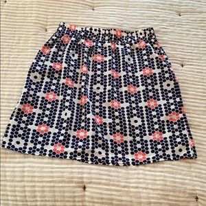 Navy, Pink and White Geometric Floral Skirt